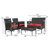 Costway 4PCS Rattan Patio Furniture Set Cushioned Sofa Chair Coffee Table Red - 4 of 4