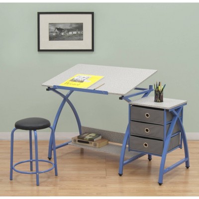 Comet Plus Blue/Gray Craft Table with Stool and Storage - 40.25" x 26"