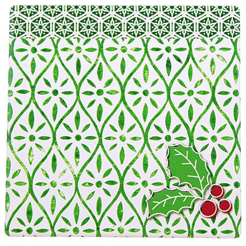 Ganz 4.0 Inch Holly Coasters Set Of 4 Red Green Coasters, 2 of 6