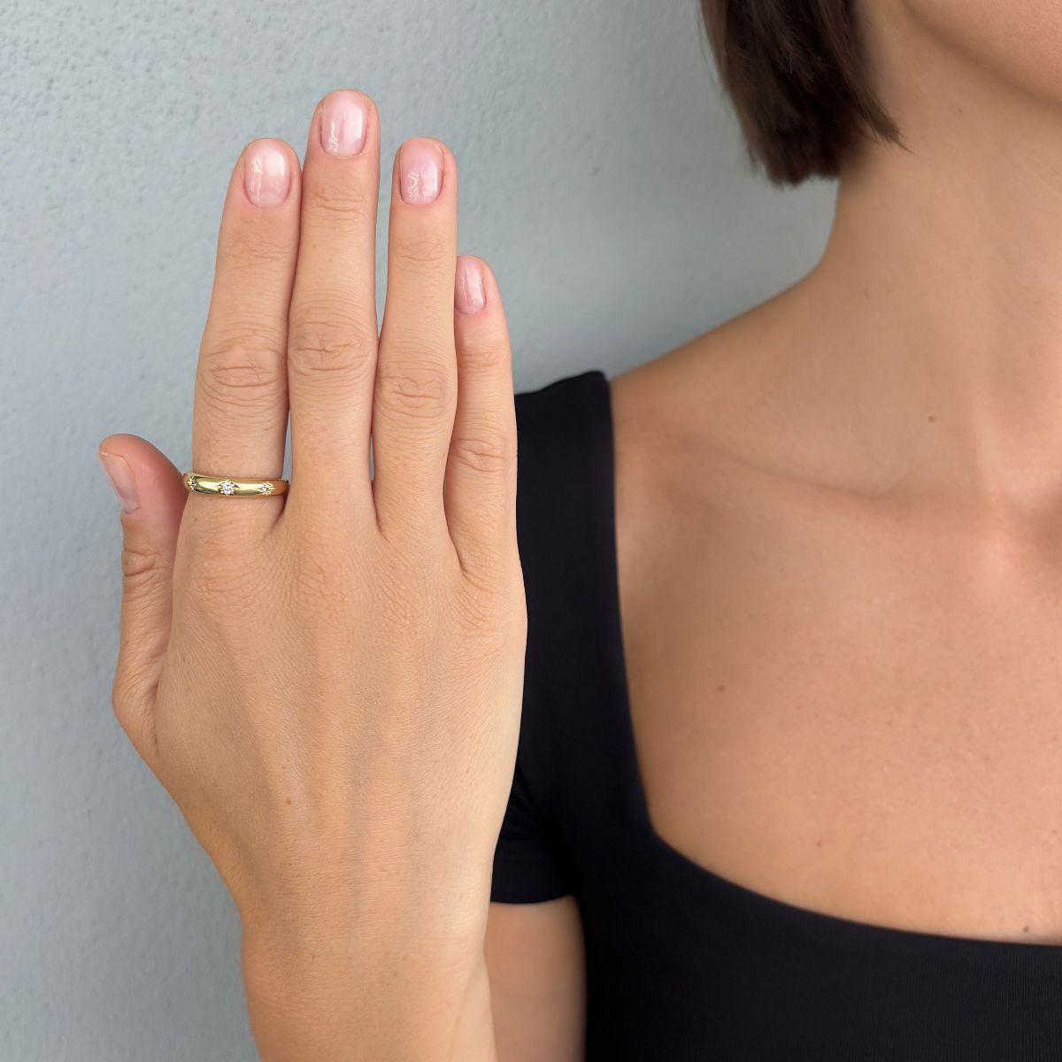 Adornia 14k Gold Plated CZ Star Band Ring - thumbnail 2