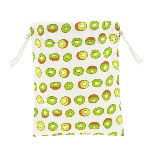 Unique Bargains Women Durable Drawstring Kiwis Cosmetic Bag Green 1 Pc - 1 of 3