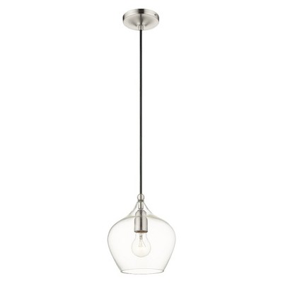 Aldrich Mini Indoor/Outdoor Clear Glass LED Pendant in Brushed Nickel
