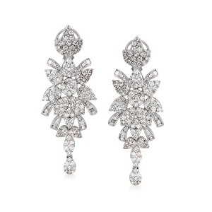 Ross-Simons 3.87 ct. t.w. Diamond Drop Earrings in 14kt White Gold - 1 of 4