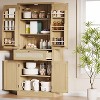 70" Rattan Pantry Cabinet, Farmhouse Storage with 2 Drawers, 2 Cabinets & Adjustable Shelves for Kitchen & Living Room - 4 of 4