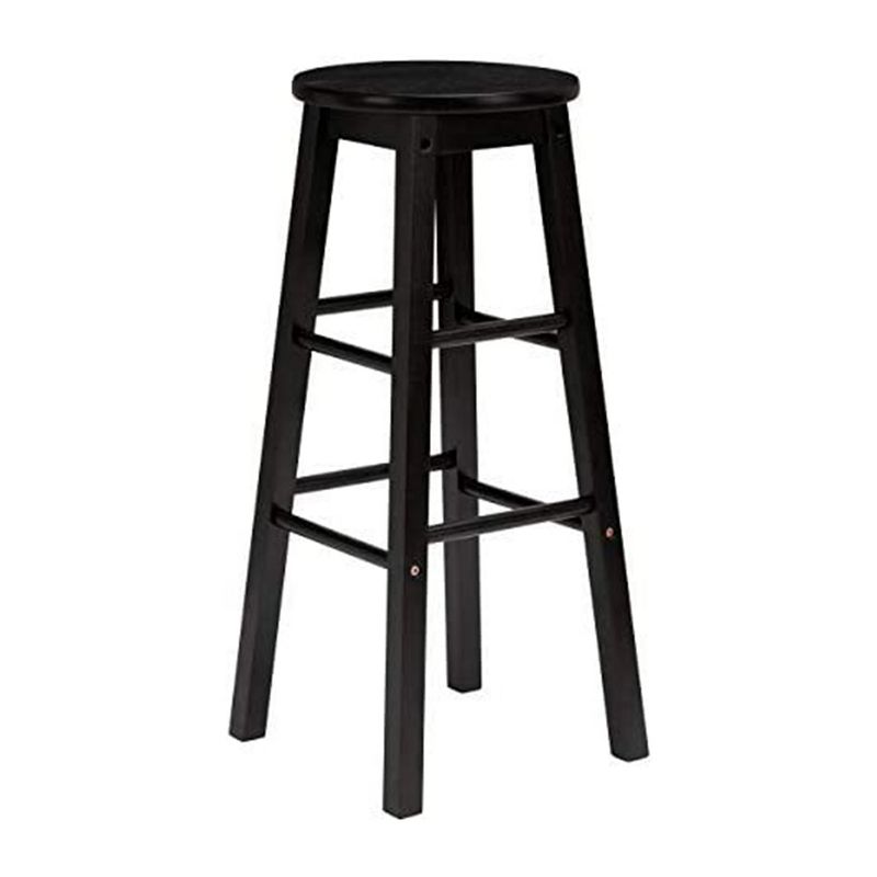 PJ Wood Classic Round-Seat 24" Tall Kitchen Counter Stools for Homes, Dining Spaces, and Bars with Backless Seats, Square Legs, Black (8 Pack), 2 of 7