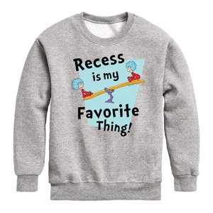 Boys' - Dr. Seuss - Recess Is My Favorite Thing Graphic Long Sleeve Fleece Sweatshirt - 1 of 4