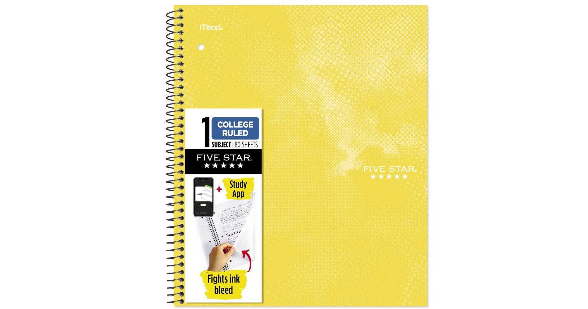 Five Star Active Subject Notebook 80ct Yellow