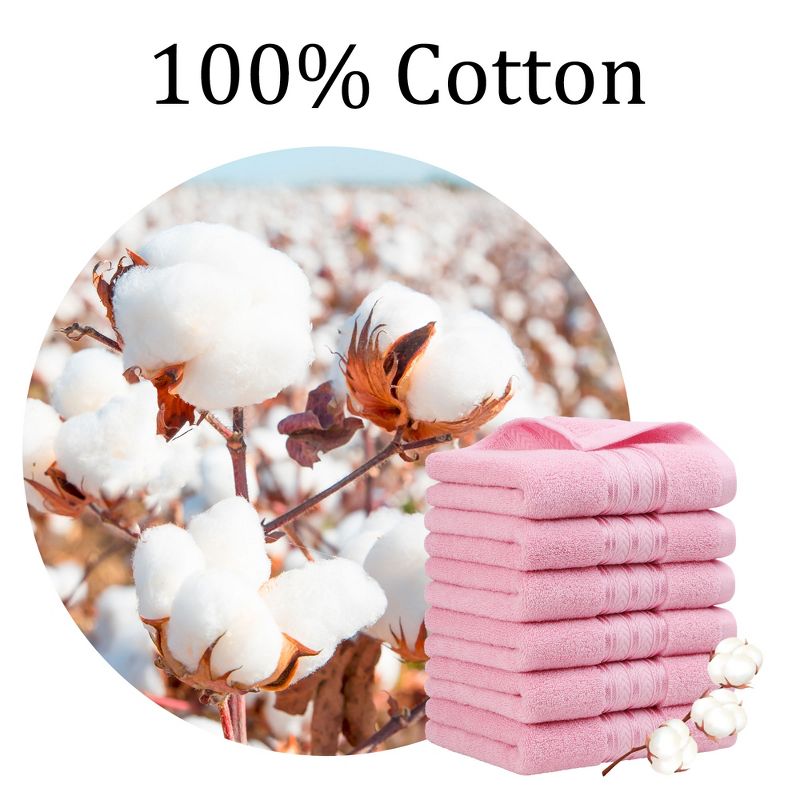 PiccoCasa 100% Cotton Soft Absorbent Oversized Cotton Face Towels 6 Pcs 13'' x 29'', 4 of 8