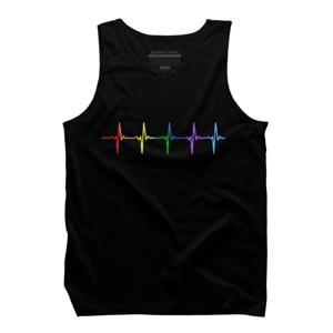 Adult Design By Humans Pride Rainbow Heartbeat By Thingsandthings Tank Top - 1 of 2