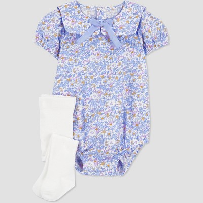 Image of Carter's Just One You® Baby Girls' Floral Bubble Top & Bottom Set - Purple 3M
