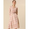 Allegra K Women's Floral Print V-Neck Smocked Waist Midi Dress - 2 of 4