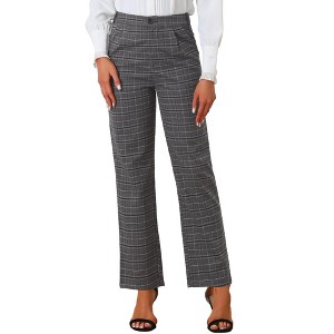 INSPIRE CHIC Women's Plaid Elastic Waist Casual Work Office Long Pants - 1 of 4