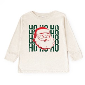 Ho Ho Ho Glitter Santa - Toddler Long Sleeve Graphic Tee - 1 of 3