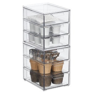 3-Drawer Stackable Organizer for Kitchen or Pantry - Set of 2 - Clear - 1 of 4