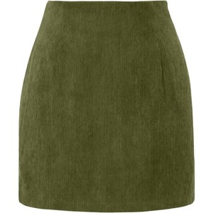 Women's Plaid High Waist Mini Skirt - Fall Bodycon Dress for Fashion Outfits 01 Army Green - 1 of 4