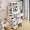 29.2" Small Space Left Bedside Cabinet Vanity Table + Cushioned Stool, Extra Large Right sliding mirror, Multi Layer High Capacity Storage - 2 of 4