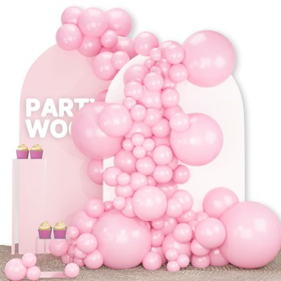 PartyWoo Balloons Pastel Pink Baby 18 12 10 5 Inch 140 pcs