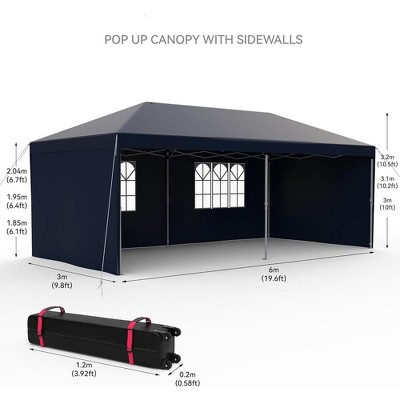 Navy Blue 10x20ft Pop Up Outdoor Canopy Tent with Removable Sidewalls