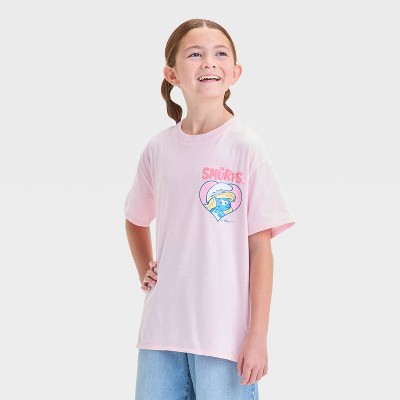 Girls' Smurfs Oversized fit Valentine's Day T-Shirt - Pink