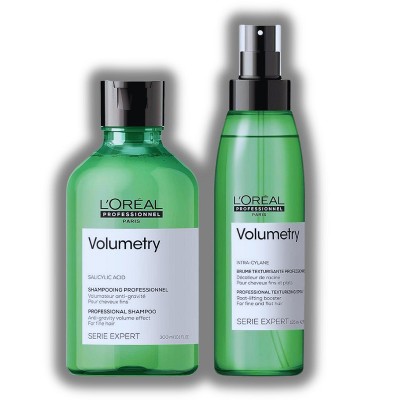 L'Oreal Serie Expert VOLUMETRY Salicylic Acid Anti-Gravity Volume Effect Shampoo (10.1 oz) & Root-Lifting Booster Spray (4.2 oz) Loreal DUO Set