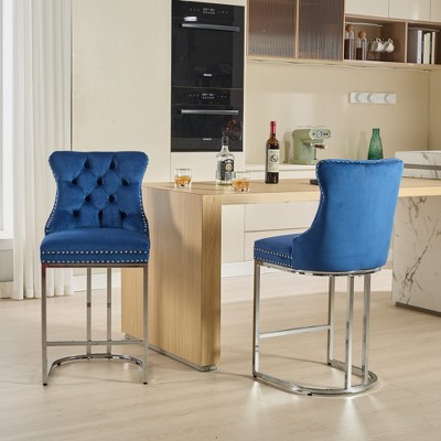 NicBex Set of 2 Bar Stools for Kitchen Island,Modern Velvet Counter Bar Stools with Back,Bar Chairs for Dining Rooms,Kitchens Islands