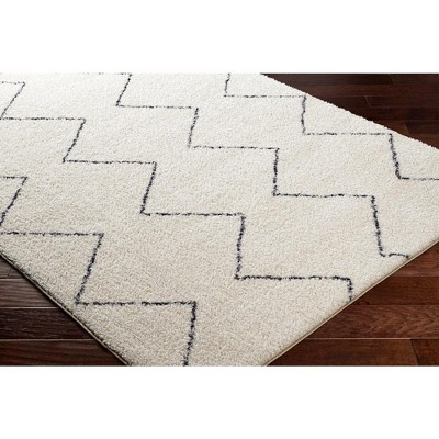 Aaliyah 5'3" x 7' Cream and Black Washable Synthetic Area Rug