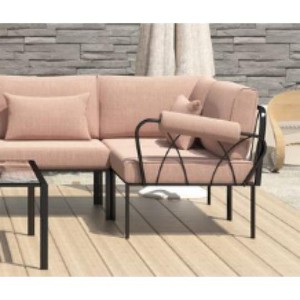Kumasinova 15" Rectangle Patio Couch Pillows,Weather-Resistant Beds Pillow with Soft Foam Fill,Outdoor Decorative Pillows for Bed and Garden,Pink - 1 of 4