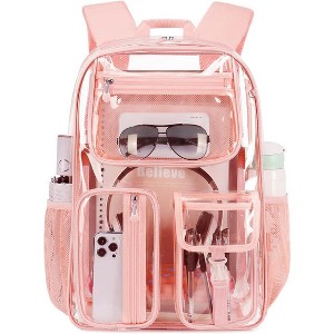 Heavy Duty Clear Backpack, TPU Stadium Bookbag for Sports Events & Travel, Large Capacity Grey See-Through Bag - 1 of 4