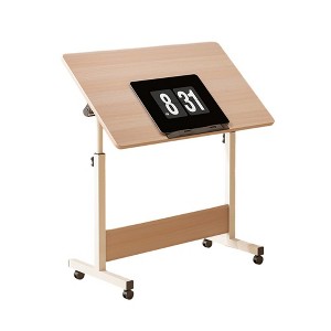 80x40 In MDF board and steel pipe compact upright table - height adjustable, portable foldable laptop desk, space saving, with wheels, White - 1 of 4