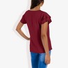 Anna-Kaci Women's V-Neck Short Sleeve Shirt with Soft Ruffle Sleeves and Textured Fabric for a Feminine Casual Look - 3 of 4