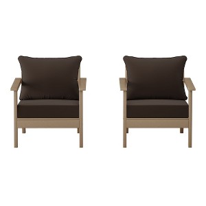 WestinTrends Avalon Outdoor Modern HDPE Patio Club Chairs with Deep Seat Cushions (Set of 2) - 1 of 4