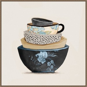 Amanti Art A Stack Of Blue Bowls by Patricia Pinto Canvas Wall Art Print Framed 30 x 30-in. - 1 of 4