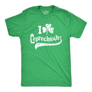 Mens I Clover Leprechauns T Shirt Funny Saint Patricks Day Cool Irish Paddy Tee - Crazy Dog Men's T Shirt - 1 of 4