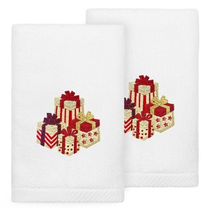 Linum Home Textiles Christmas Packages - Embroidered Luxury 100% Turkish Cotton Hand Towels (Set of 2) - 1 of 3