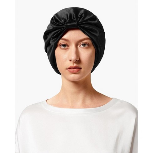 Mommesilk 22 Momme Pure Long Silk Hair Bonnet - Black : Target