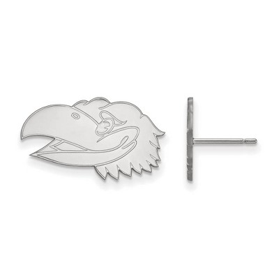 Black Bow Jewelry 14k White Gold Kansas Jayhawks NCAA Post Earrings