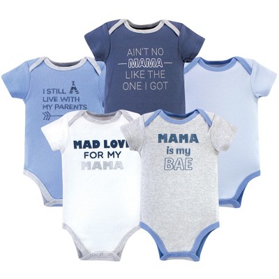 Image of Luvable Friends Baby Boy Cotton Bodysuits 5pk, Mama, 18-24 Months