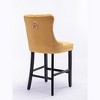 PAGED Bar Stools Set of 2 Modern Swivel Velvet Barstools with Button Tufted Back and Wooden Legs for Bar, Kitchen - 3 of 4
