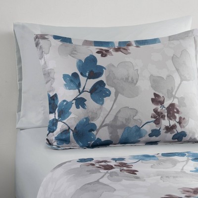 Blue Floral Microfiber Twin Bed in a Bag Set