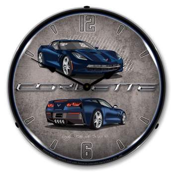 Collectable Sign & Clock | C7 Corvette Night Race Blue LED Wall Clock Retro/Vintage, Lighted