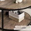 Homhougo Round Coffee Table for Living Room, Rustic Center Table with Storage Shelf, 2-Tier Wood Circle Coffee Table - 4 of 4