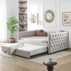 RISOKEYS Daybed with A Roll-Out Trundle,Upholstered Full Size Button-Tufted Sofa Daybed Frame,No Box Spring Needed,for Bedroom Living Room,Beige - 2 of 4