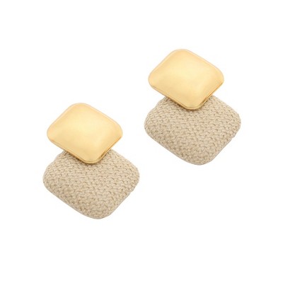 SOHI Women's White Geometric Drop Earrings