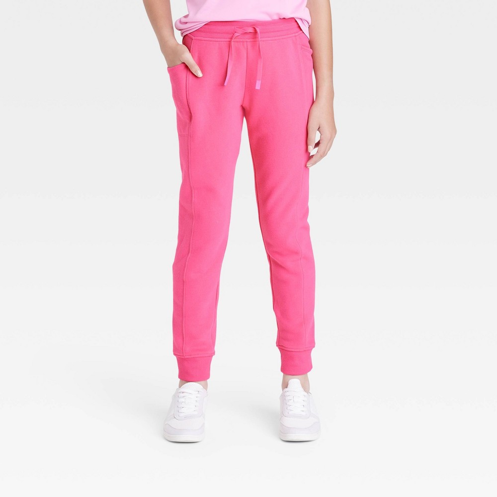 Girls' Fleece Joggers - All in Motion Pink L