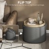 Round Storage Ottoman Coffee Table with Flip Top Tray, Linen Fabric Upholstered Footstool with Hidden Compartment - 4 of 4