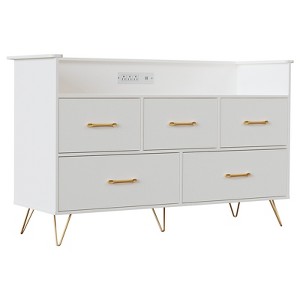 Dresser for Bedroom with 5 Drawers, 47 in Wide Chest of Drawers with Charging Station - 1 of 4