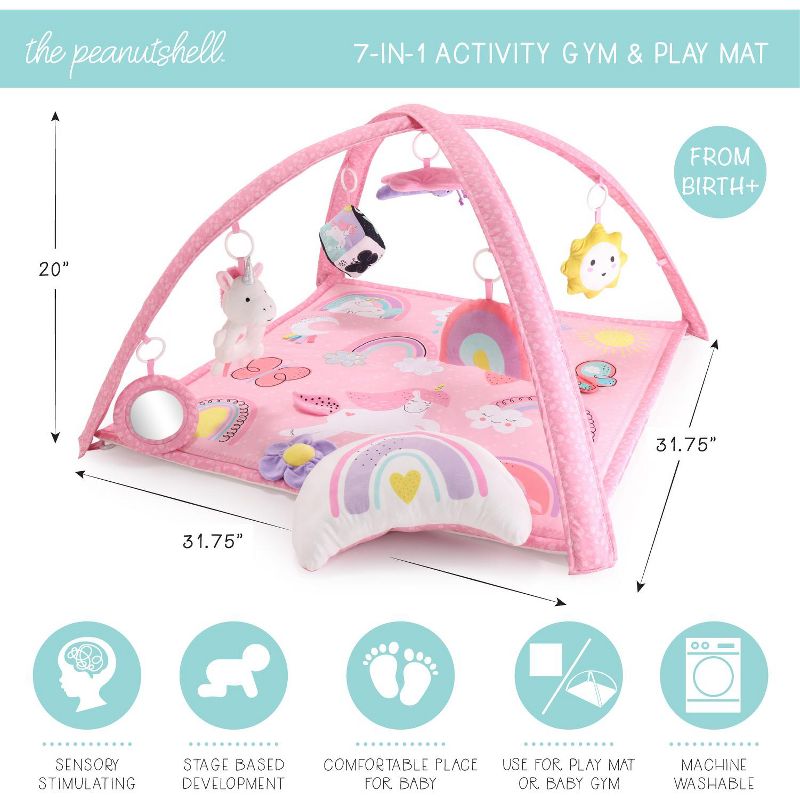 The Peanutshell Rainbow Paradise 7-in-1 Activity Gym & Play Mat for Baby, 3 of 11