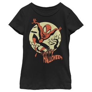 Girl's Marvel Spider-Man Happy Halloween T-Shirt - 1 of 4