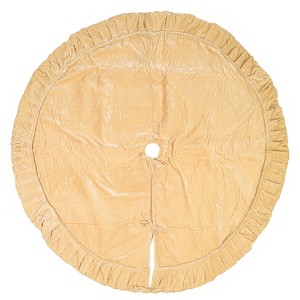 Vickerman 84" Plush Champagne Velvet Christmas Tree Skirt - 1 of 2