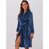 cheibear Women's Lounge Robe Soft Warm Flannel Plush Fluffy Bathrobe with Belt and Pockets - 2 of 4